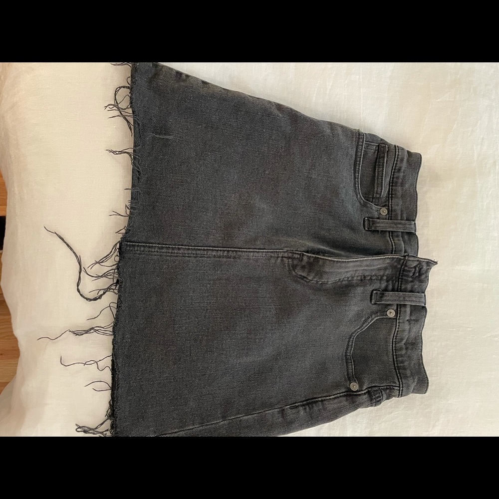 Black denim mini skirt